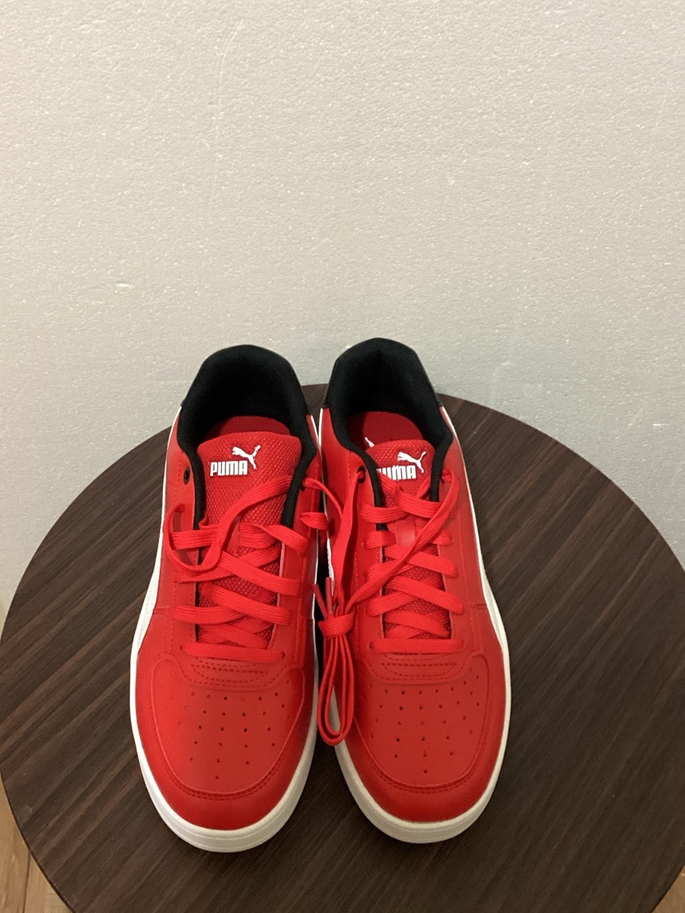 Puma Red Low-Top Sneakers with White Sole